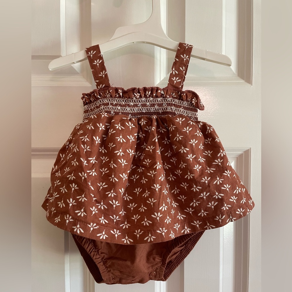 Carter's Brown and White Casual Dress with Floral Print